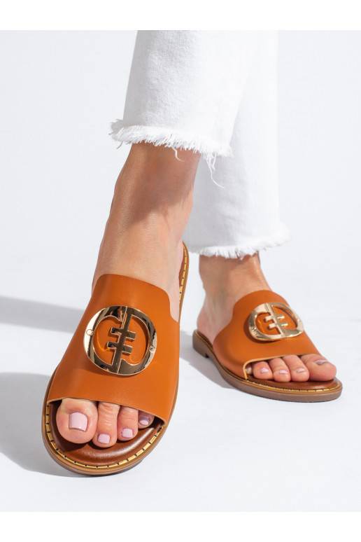 Dámské ploché pantofle camelové Shelovet