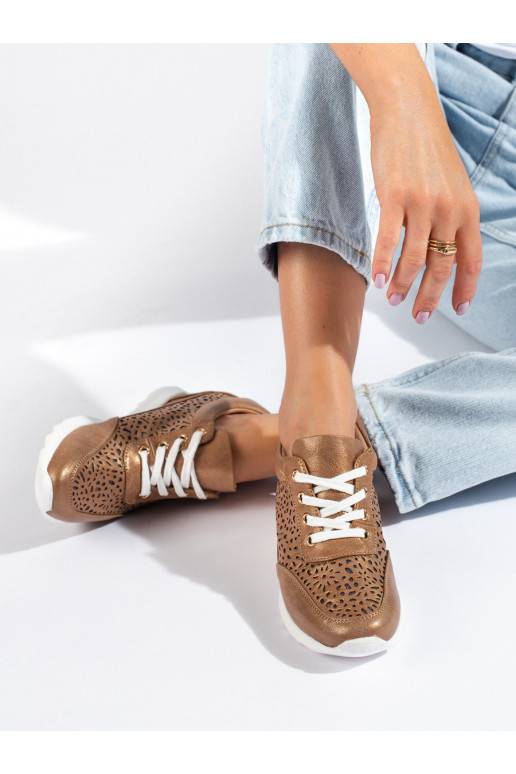 Dírkované tenisky se skrytým klínem Shelovet hnědé