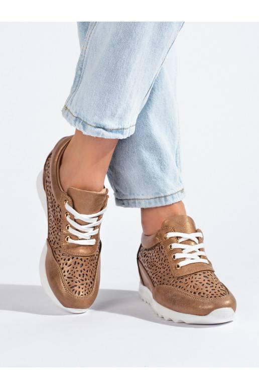 Dírkované tenisky se skrytým klínem Shelovet hnědé