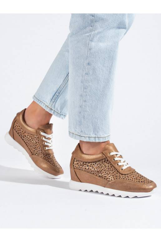 Dírkované tenisky se skrytým klínem Shelovet hnědé