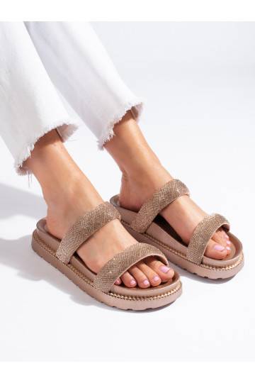 Dámské zlaté pantofle na silné podrážce Shelovet 2