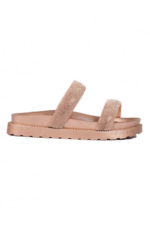 Dámské zlaté pantofle na silné podrážce Shelovet