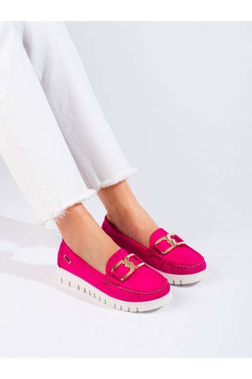Semišové mokasíny na silné podrážce růžové Shelovet