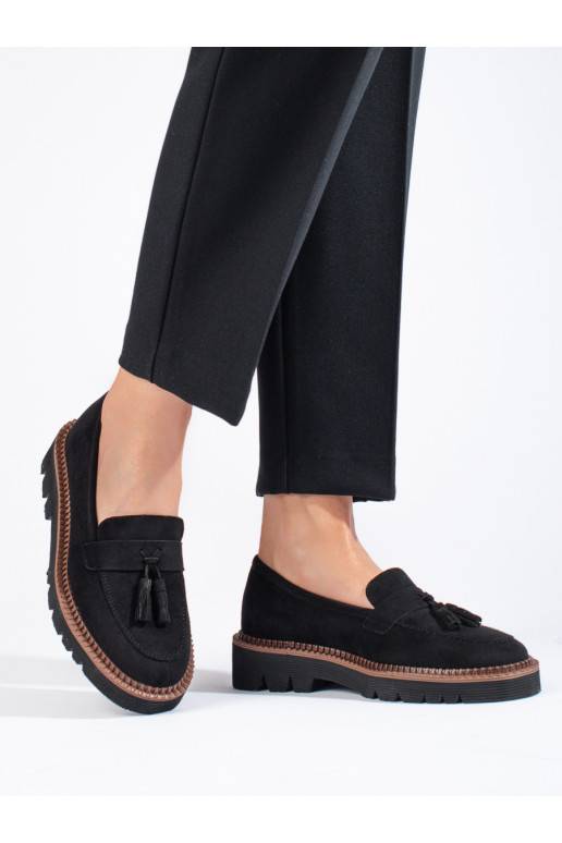 Černé semišové mokasíny Vinceza pro ženy Černé semišové mokasíny Vinceza pro ženy