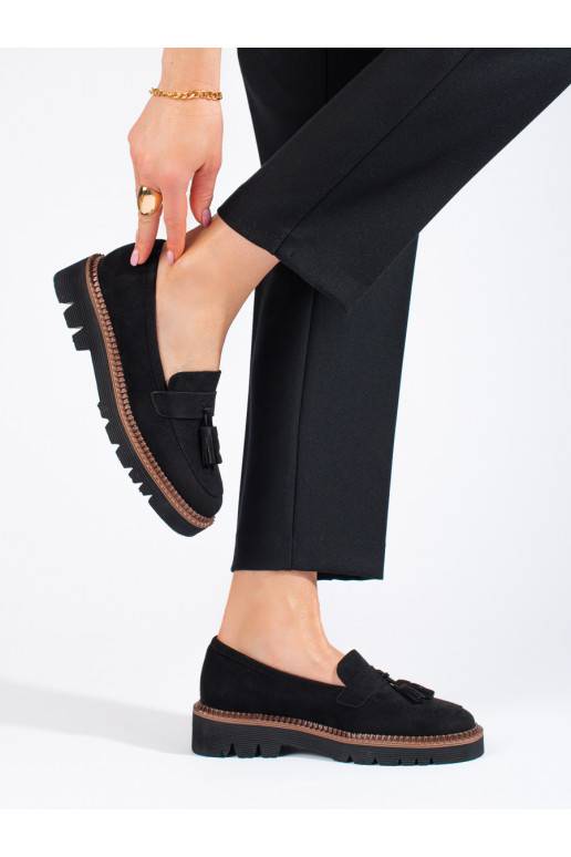 Černé semišové mokasíny Vinceza pro ženy Černé semišové mokasíny Vinceza pro ženy