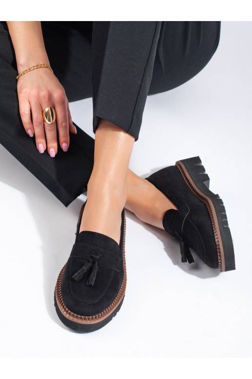Černé semišové mokasíny Vinceza pro ženy Černé semišové mokasíny Vinceza pro ženy