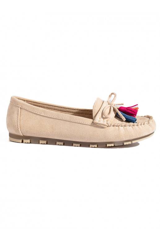 Béžové boho semišové mokasíny se střapci Shelovet