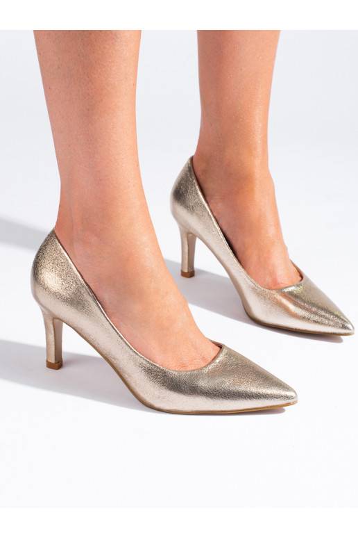 Klasické zlaté dámské lodičky na podpatku Shelovet