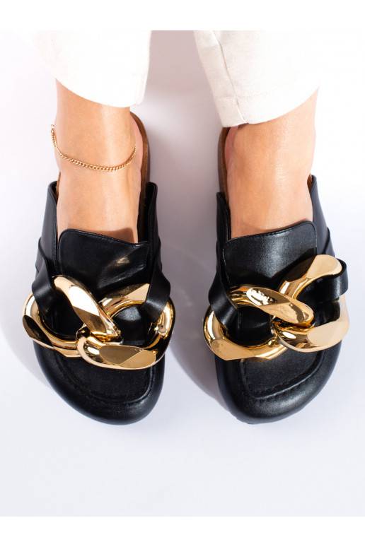 Černé nazouváky s velkým řetízkem Shelovet