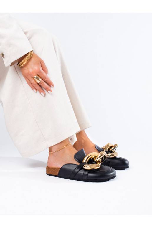 Černé nazouváky s velkým řetízkem Shelovet