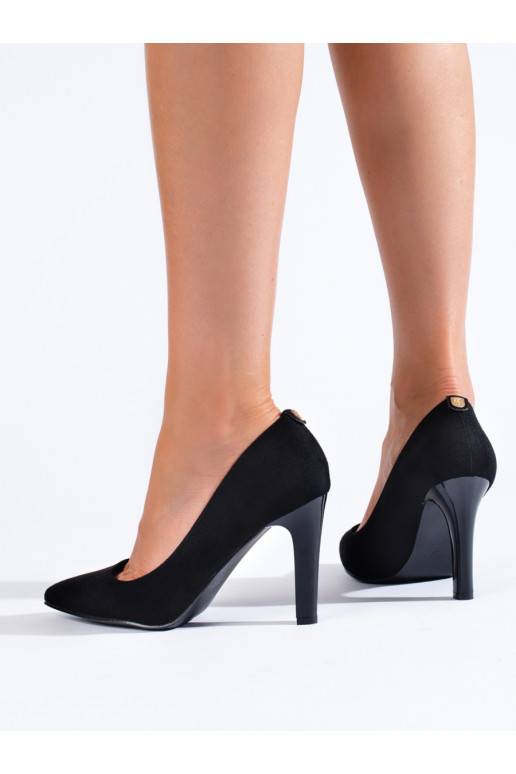 Černé semišové lodičky na vysokém podpatku Shelovet