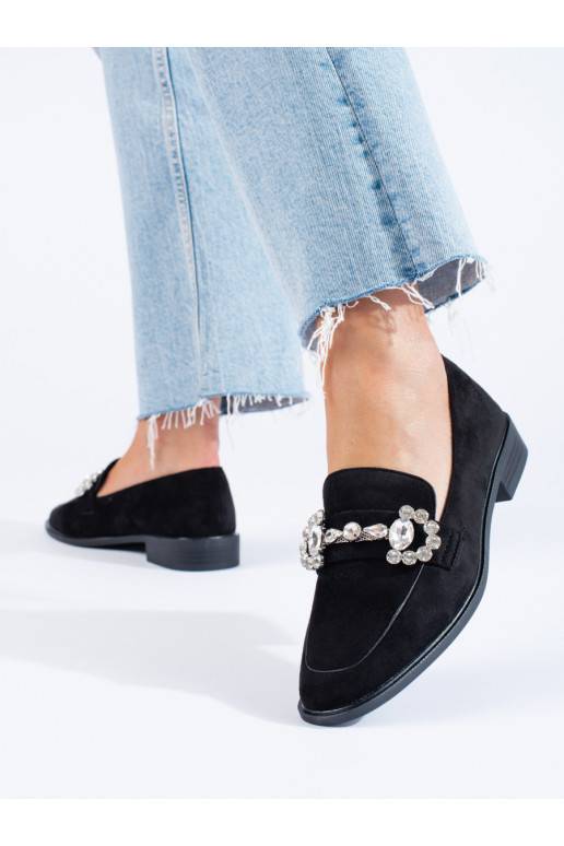 Černé semišové mokasíny se sponou Shelovet