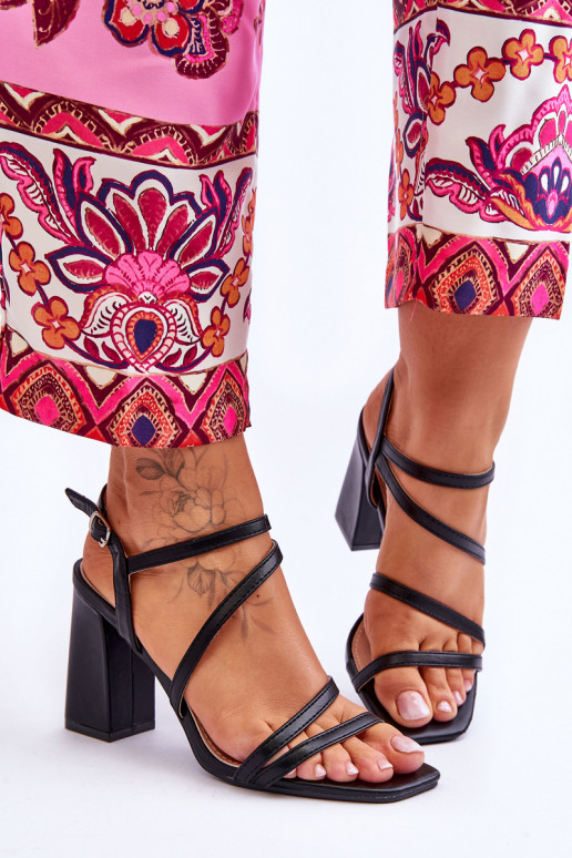 Černé sandály Florentina s podpatky Černé sandály Florentina s podpatky