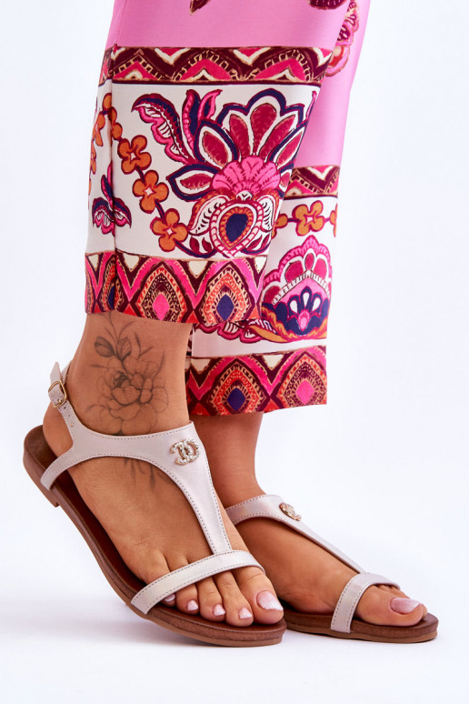 Pískové ploché sandály S.Barski s... Pískové ploché sandály S.Barski s...