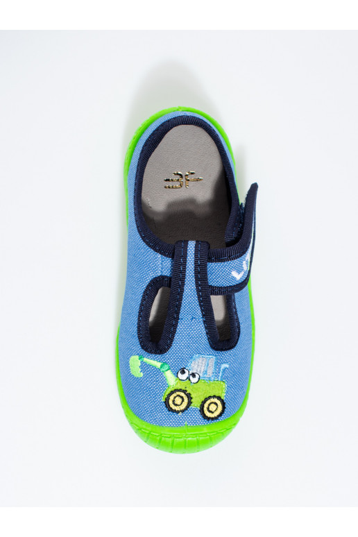 Modré bačkory na suchý zip s bagrem Shelovet