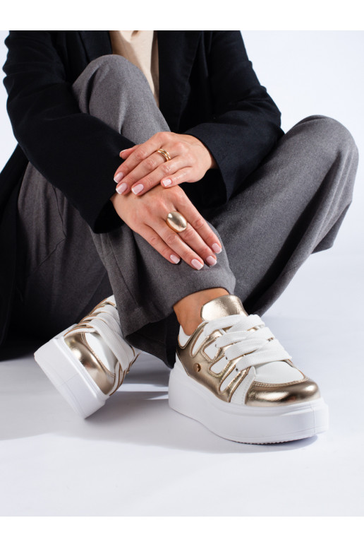 Sneakersy na vysoké platformě zlato-bílé Shelovet
