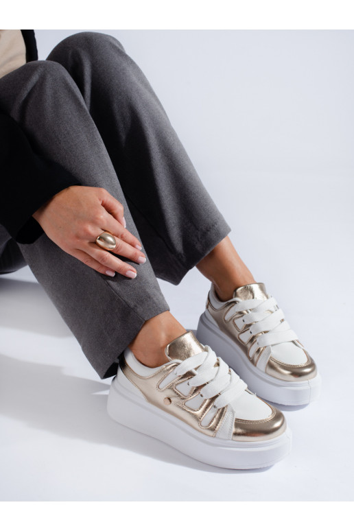 Sneakersy na vysoké platformě zlato-bílé Shelovet