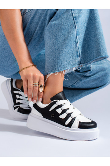 Černo-bílé dámské sneakersy na hrubé podrážce Shelovet