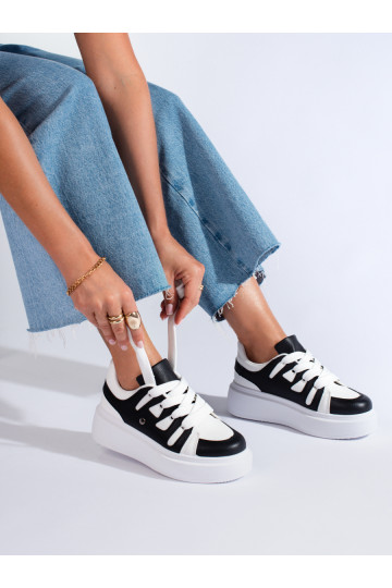 Černo-bílé dámské sneakersy na hrubé podrážce Shelovet 2