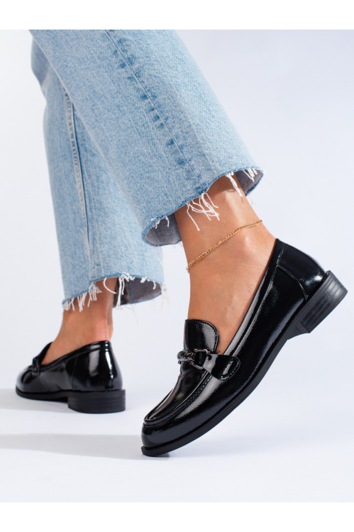 Lakované klasické černé mokasíny Shelovet