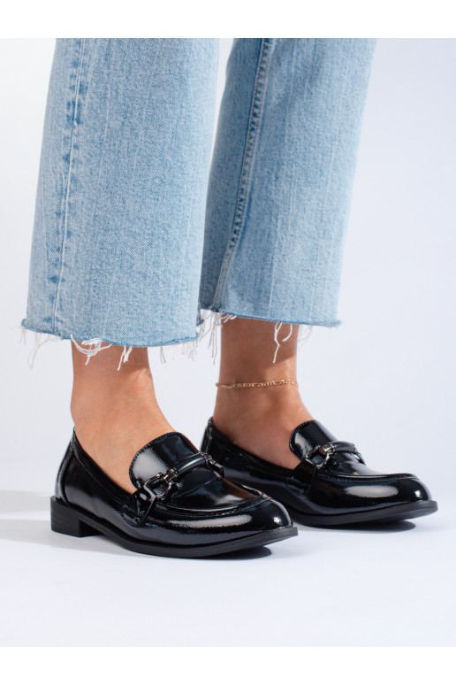 Lakované klasické černé mokasíny Shelovet