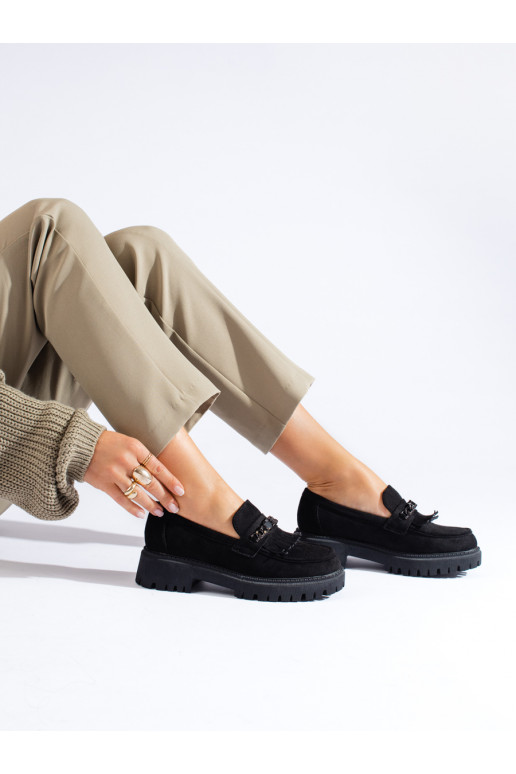 Semišové černé dámské mokasíny Shelovet