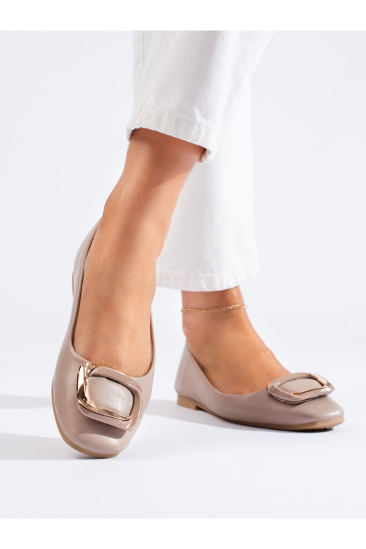 Béžové elegantní baleríny s hranatou špičkou Shelovet