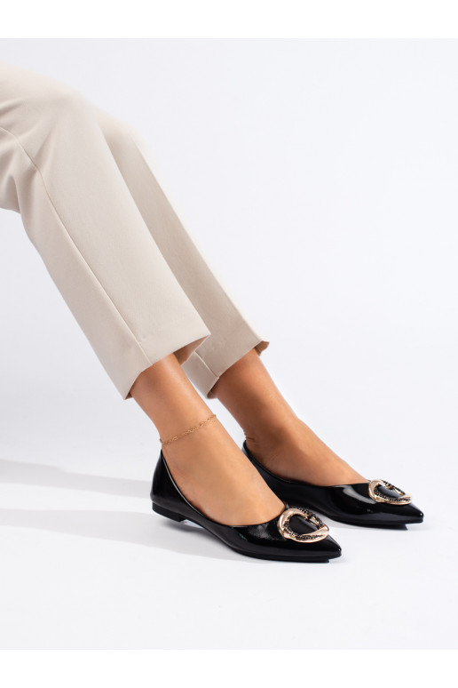 Semišové dámské baleríny černé Shelovet