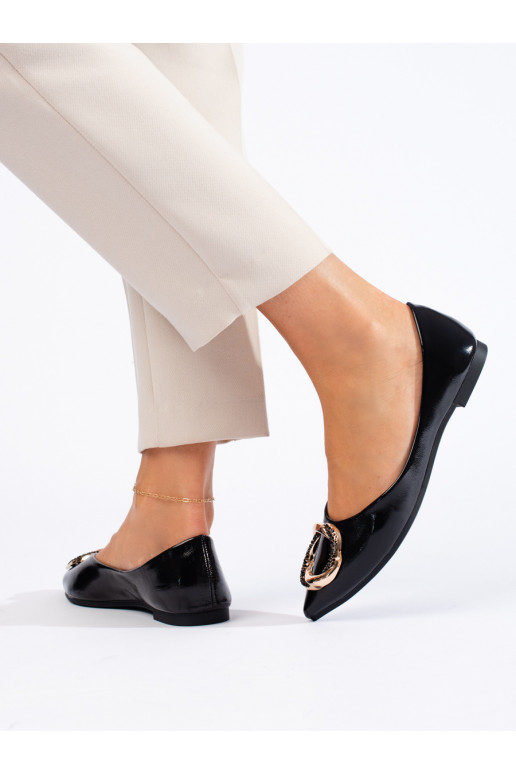 Semišové dámské baleríny černé Shelovet