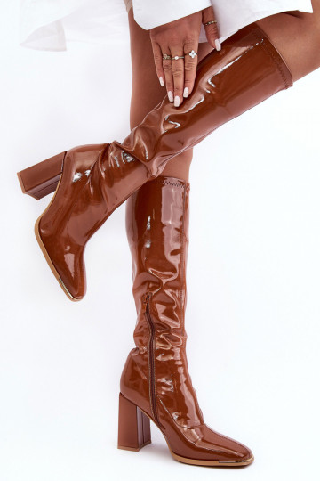 Lakované kožené boty na...