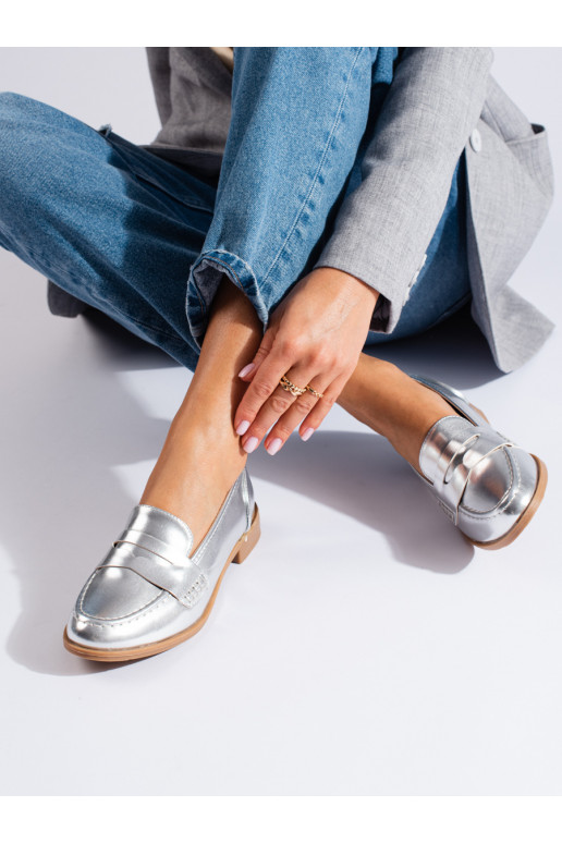 Dámské mokasíny z eko kůže stříbrné Shelovet