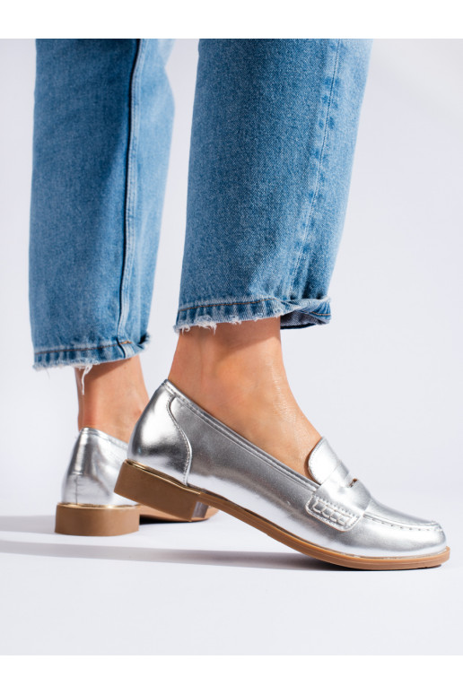Dámské mokasíny z eko kůže stříbrné Shelovet