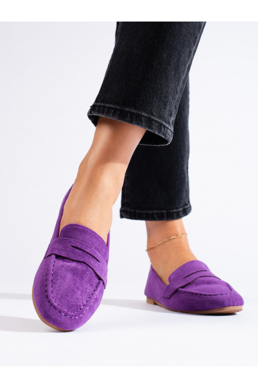 Semišové pohodlné dámské boty lordsy fialové Shelovet