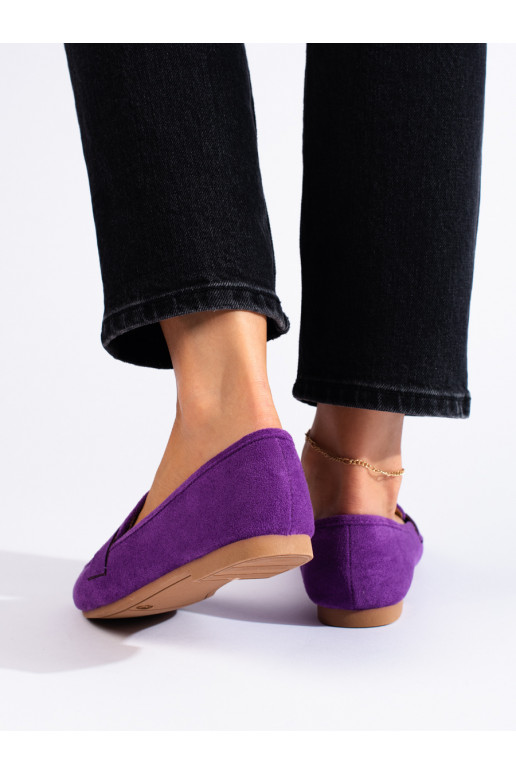 Semišové pohodlné dámské boty lordsy fialové Shelovet