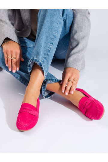 Semišové pohodlné dámské boty lordsy fuchsiové Shelovet