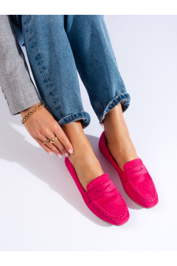 Semišové pohodlné dámské boty lordsy fuchsiové Shelovet 2