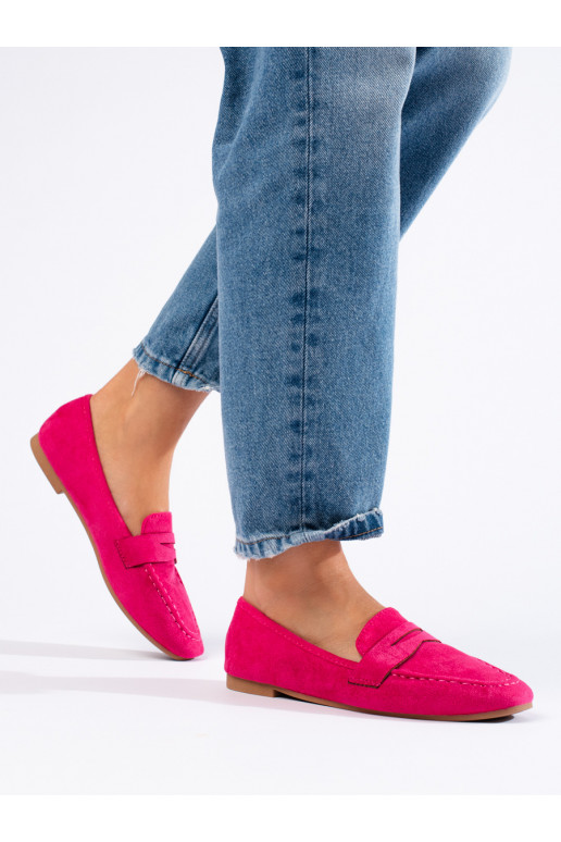 Semišové pohodlné dámské boty lordsy fuchsiové Shelovet