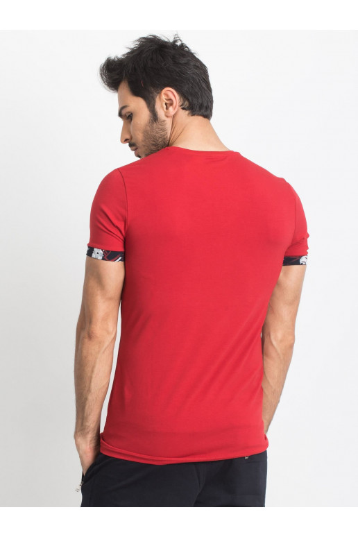 TOMMY LIFE Červené pánské tričko s...