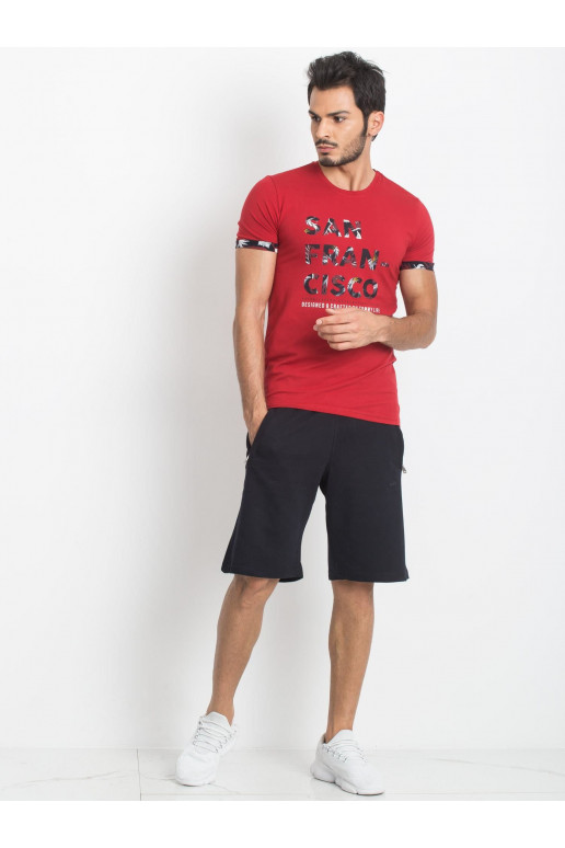 TOMMY LIFE Červené pánské tričko s...