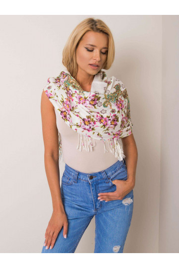 Ecru květinový šátek s...