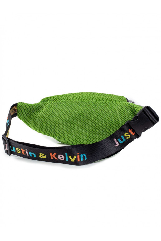 Zelený ledvinový sáček s barevným pruhem