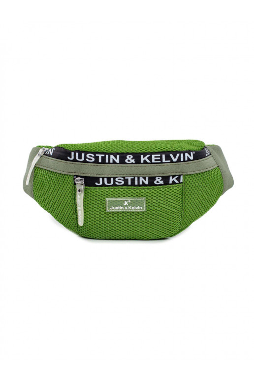 Zelený ledvinový sáček s barevným pruhem