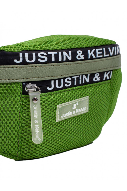 Zelený ledvinový sáček s barevným pruhem