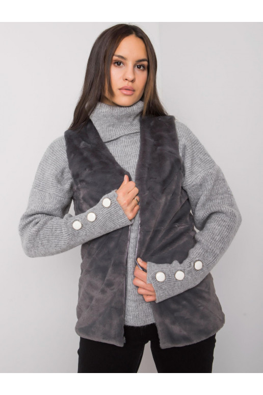 Dámská grafitová kožešinová vesta...