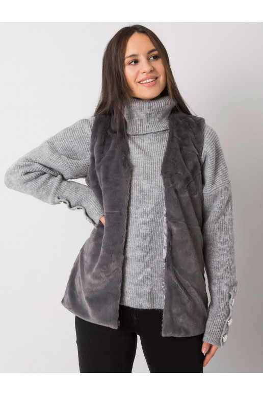 Dámská grafitová kožešinová vesta...