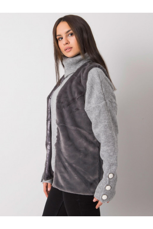 Dámská grafitová kožešinová vesta...