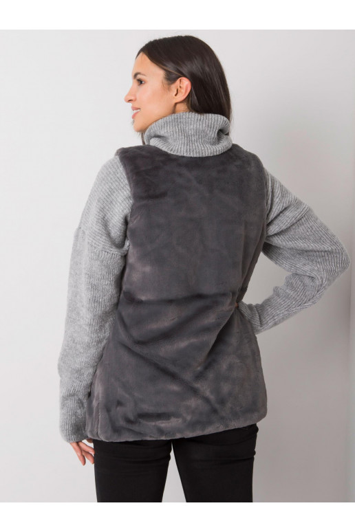 Dámská grafitová kožešinová vesta...