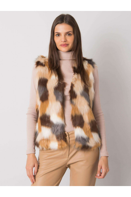 Béžová vesta z umělé kožešiny Dillie