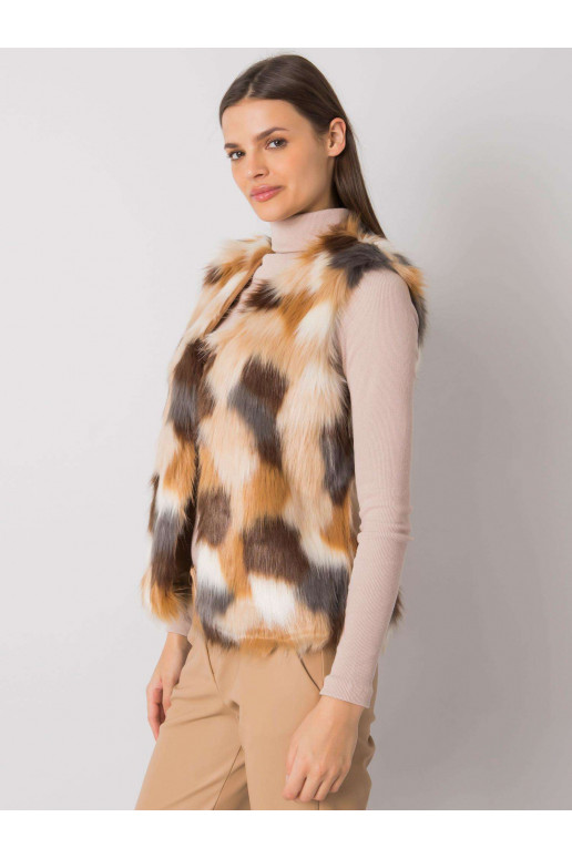 Béžová vesta z umělé kožešiny Dillie