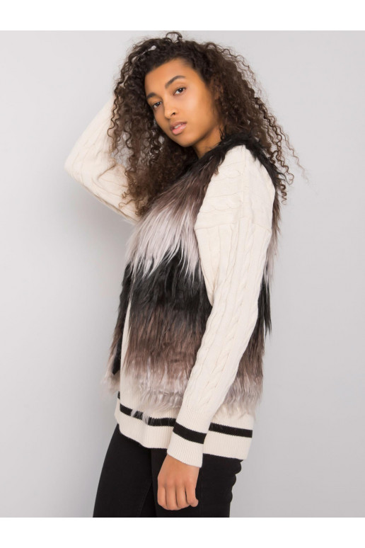 Dámská černá šedá kožešinová vesta Romi